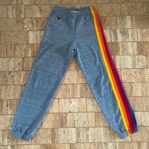 Aviator Nation Kids 5 Stripe Sweatpants- Heather Grey